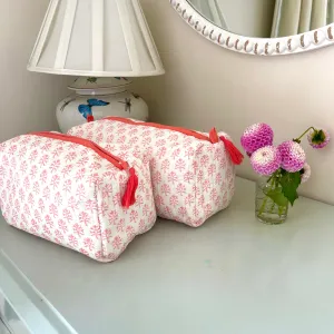 Inka Handblock Quilted Washbag - Pink