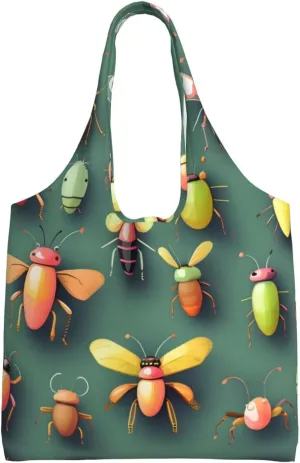 Insect Atlas Printed single-shoulder canvas bag, large-capacity grocery shopping bag, light and easy to carry