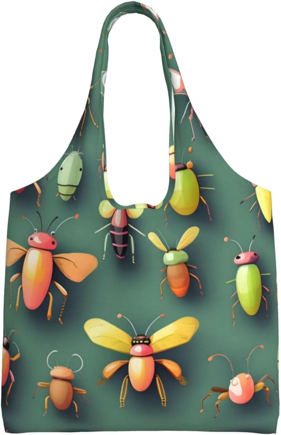 Insect Atlas Printed single-shoulder canvas bag, large-capacity grocery shopping bag, light and easy to carry