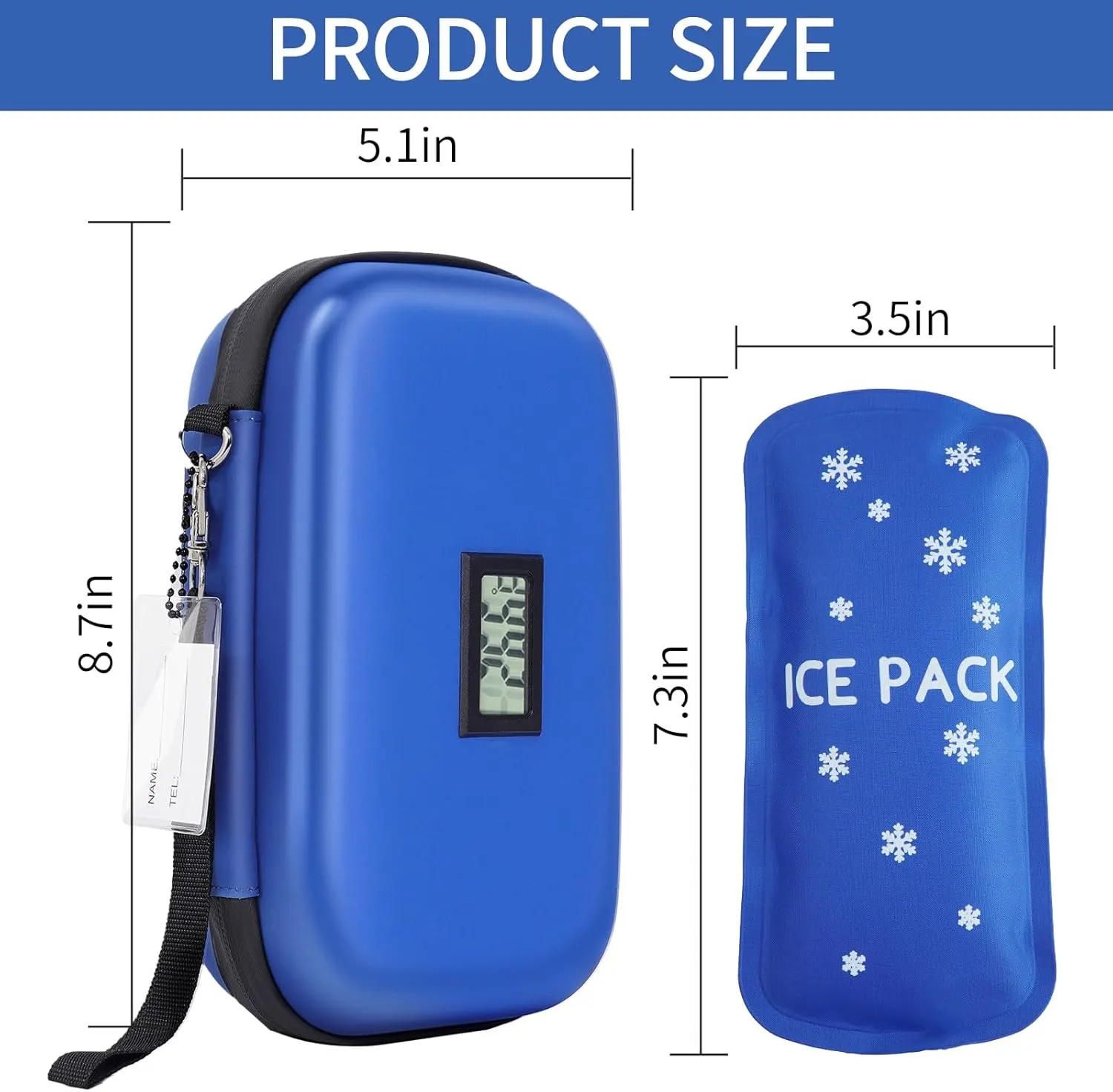 Insulin Cooler Travel Case - TSA Approved Insulin Travel Case with Thermometer Temperature Display - Insulin Travel Cooler with 2 Reusable Ice Packs