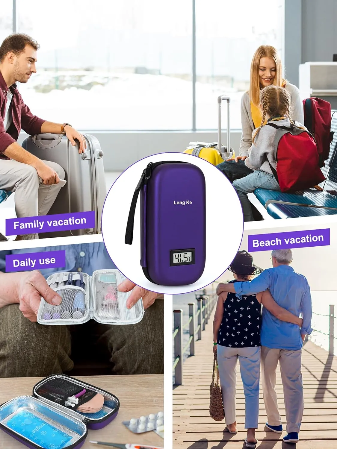 Insulin Cooler Travel Case TSA Approved,Temperature Display Insulin Travel Case for Insulin Pen Supplies, Medication Travel Case for Travel Daily Life, Insulin Pen Cooler Travel Case by LengKe