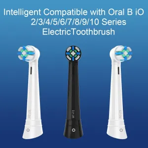 IO Replacement Heads Intelligent Compatible with Oral B iO 2 3 4 5 6 7 8 9 10 Series Electric Toothbrush, 8 Pack IO Brush Heads with Medium Soft Bristles for Gum Care & Sensitive Teeth (Black)