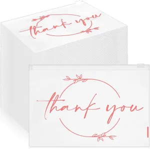 Ireer 100 Pcs Thank You Gift Makeup Bags EVA Clear Cosmetic Bag with Zipper Mini Makeup Thank You Toiletry Cosmetics Bulk Gifts for Women Birthday Daughter Sister(White, Rose Gold)