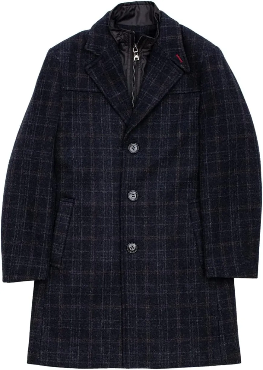 Isaac Mizrahi Boy's 2-20 Single Breasted Quilt Lined Wool-Blend Overcoat with Bib