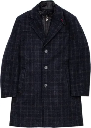 Isaac Mizrahi Boy's 2-20 Single Breasted Quilt Lined Wool-Blend Overcoat with Bib