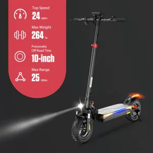 iScooter Electric Scooter Adult, 800W Motor E-Scooter Up to 25 Miles Range, 25MPH Top Speed, 10" Off Road Pneumatic Tires, Adjustable Handlebar Height Foldabable Commuting Electric Scooter for Adults