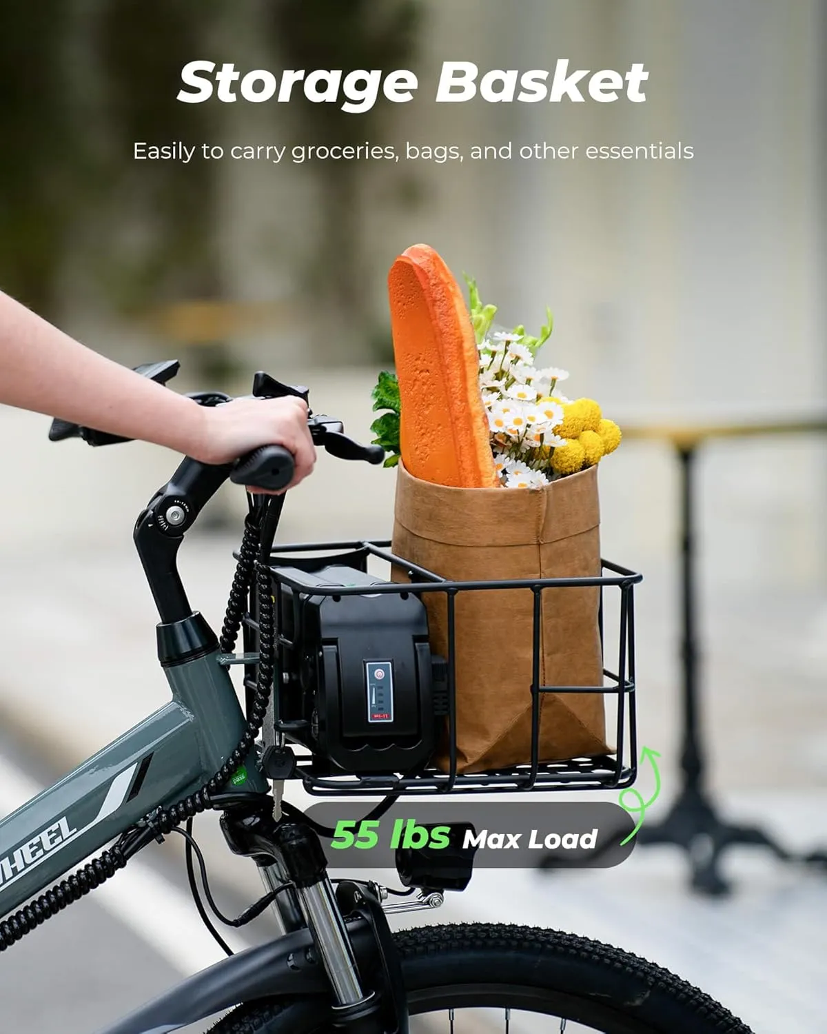 isinwheel M40 Folding Electric Bike for Adults 500W Ebike with Basket, Dual USB Charging Ports, Full Suspension, 7 Speed Gearshift, 20mph Foldable Electric Bicycles, 26" Electric Mountain Bike