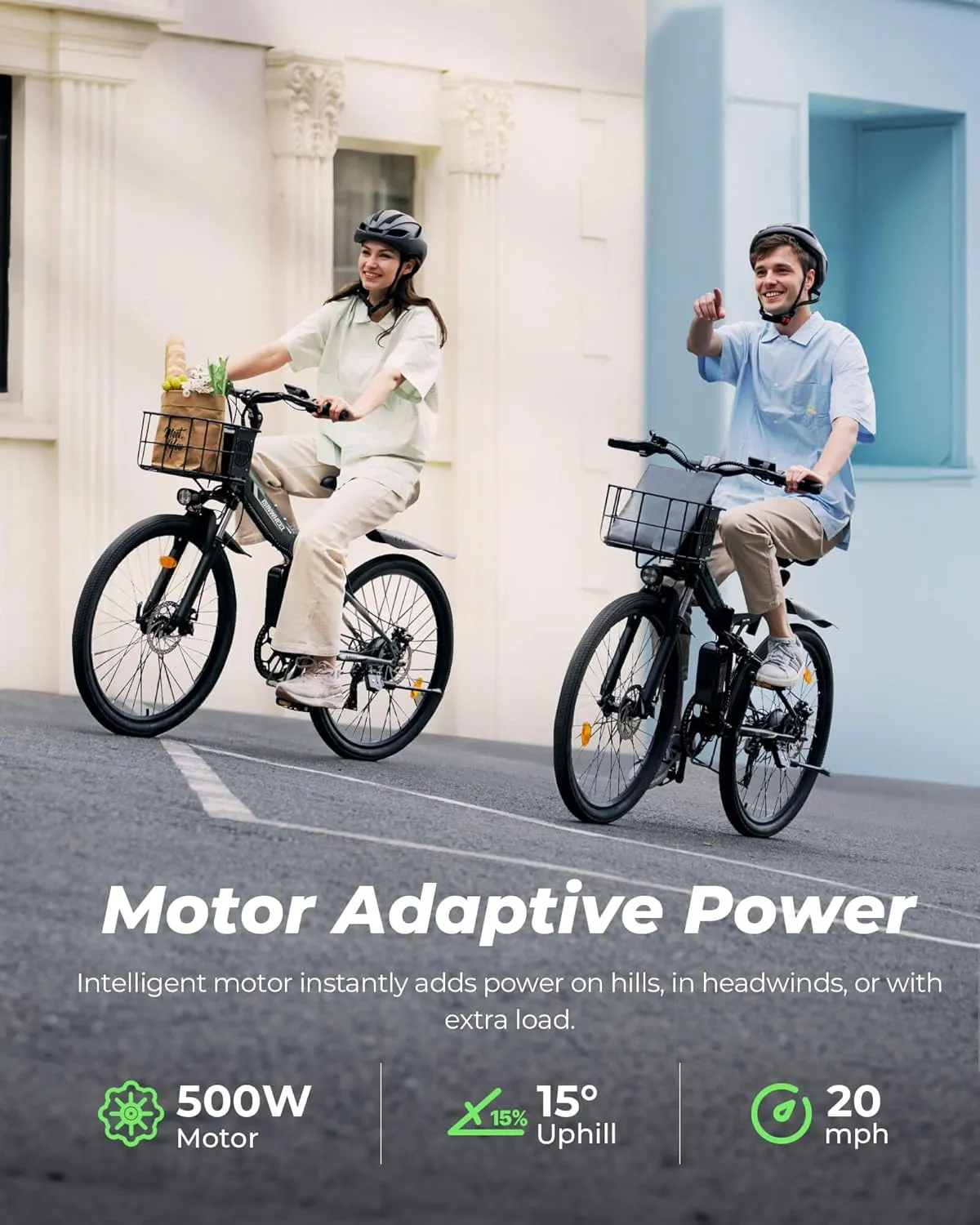 isinwheel M40 Folding Electric Bike for Adults 500W Ebike with Basket, Dual USB Charging Ports, Full Suspension, 7 Speed Gearshift, 20mph Foldable Electric Bicycles, 26" Electric Mountain Bike