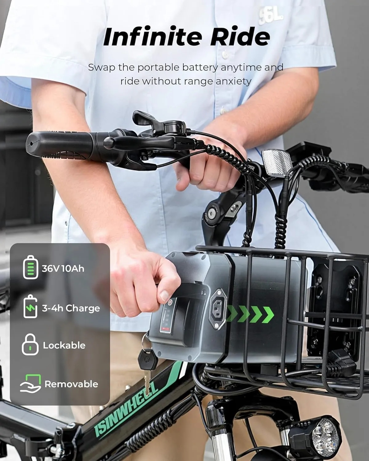 isinwheel M40 Folding Electric Bike for Adults 500W Ebike with Basket, Dual USB Charging Ports, Full Suspension, 7 Speed Gearshift, 20mph Foldable Electric Bicycles, 26" Electric Mountain Bike