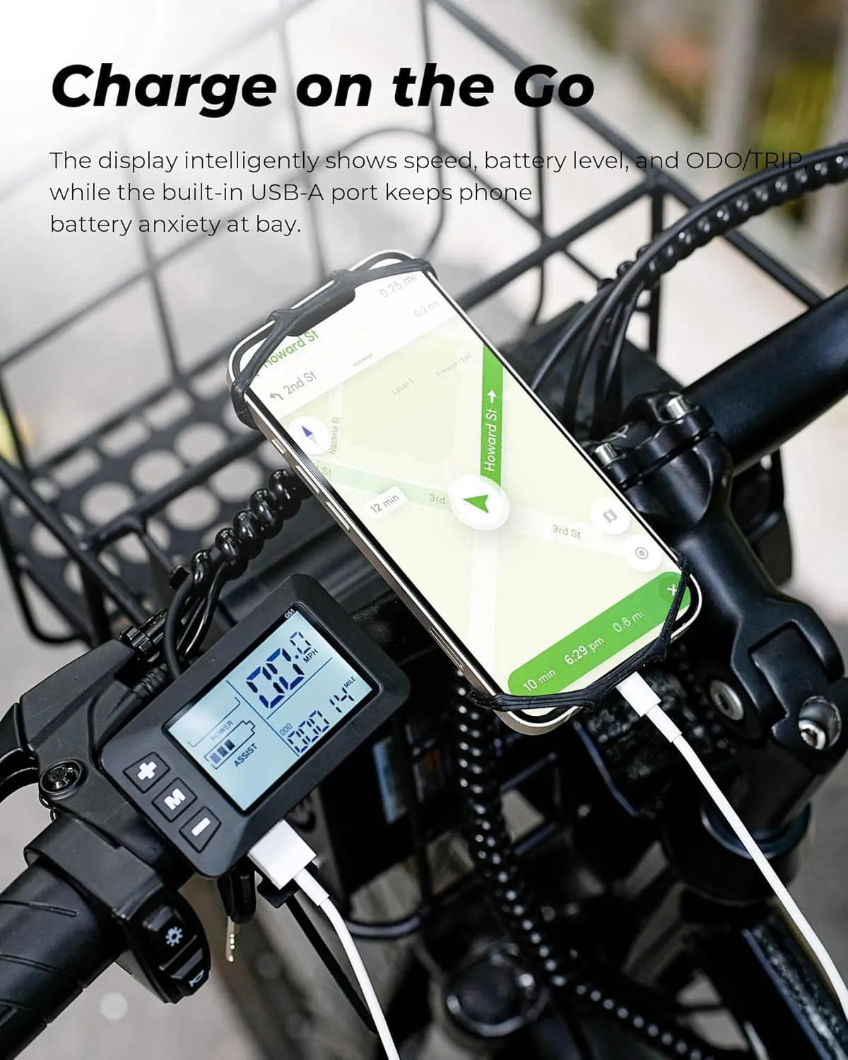 isinwheel M40 Folding Electric Bike for Adults 500W Ebike with Basket, Dual USB Charging Ports, Full Suspension, 7 Speed Gearshift, 20mph Foldable Electric Bicycles, 26" Electric Mountain Bike