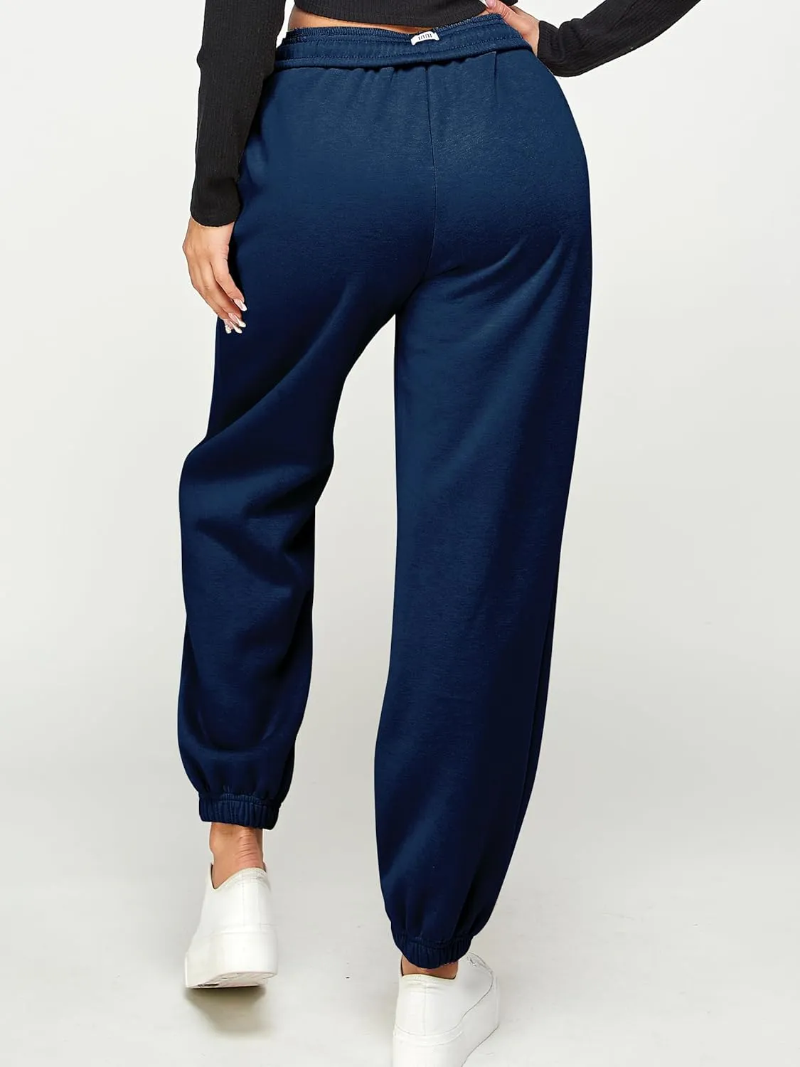 IUUI Women's High Waisted Fleece Sweatpants - Casual Baggy Joggers with Pockets, Foldable Warm Lounge Pants