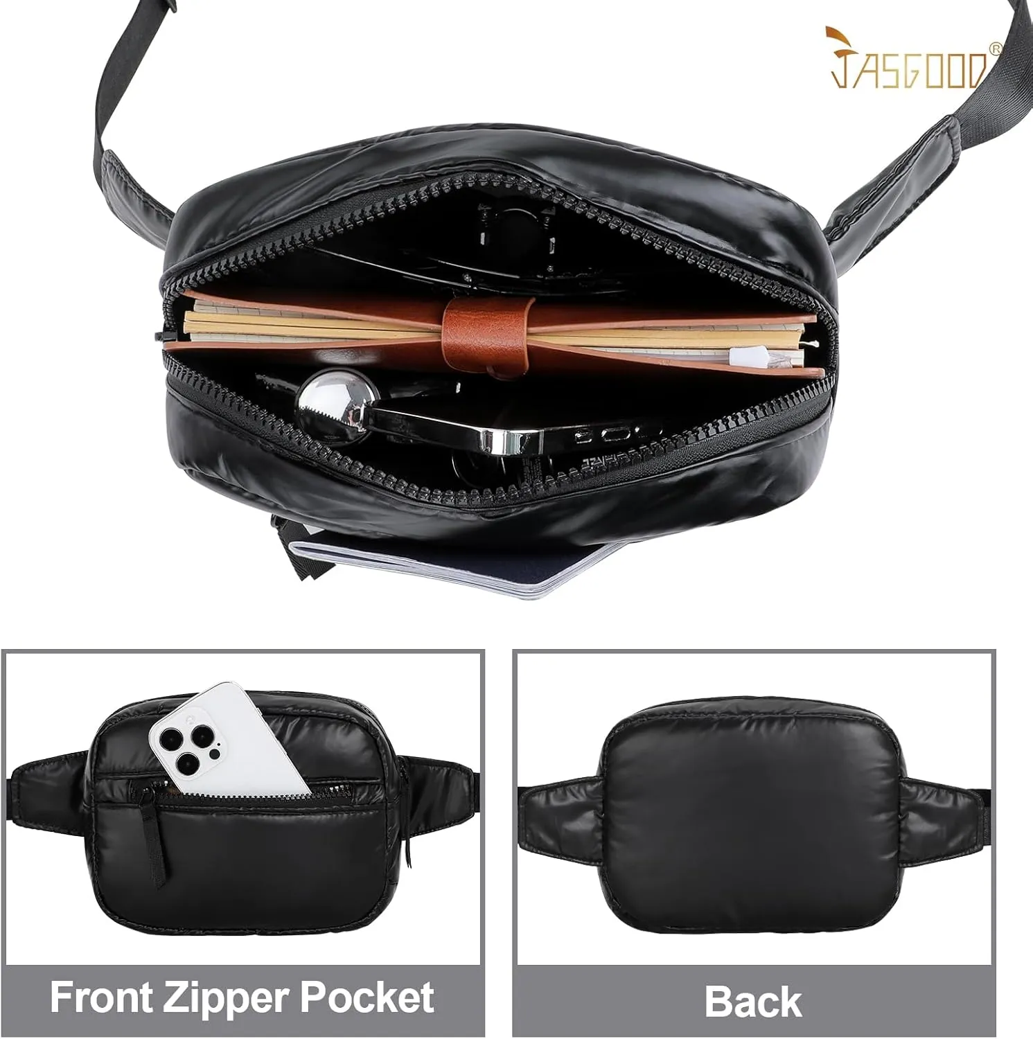 JASGOOD Belt Bag Crossbody Fanny Packs for Women Fashion Waist Packs with Adjustable Strap for Traveling, Hiking, Running