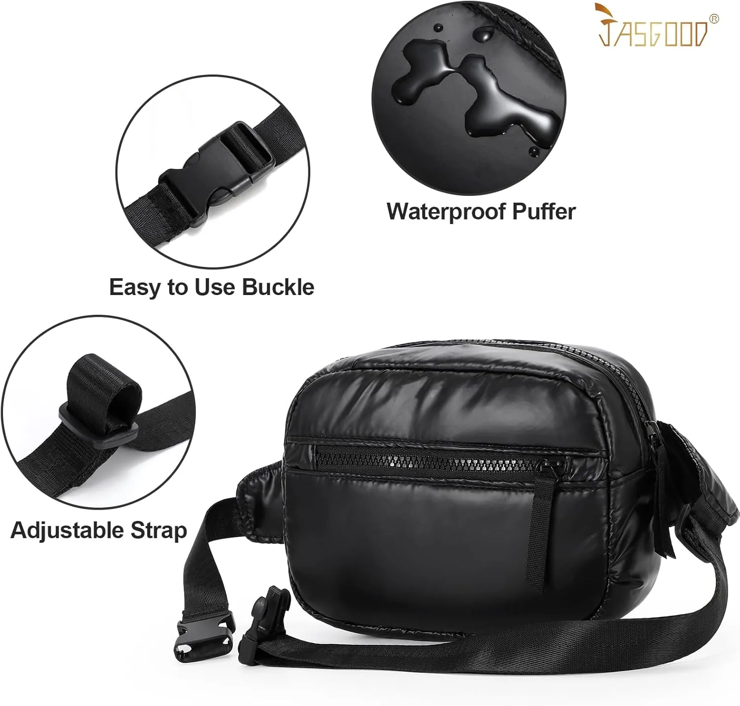 JASGOOD Belt Bag Crossbody Fanny Packs for Women Fashion Waist Packs with Adjustable Strap for Traveling, Hiking, Running