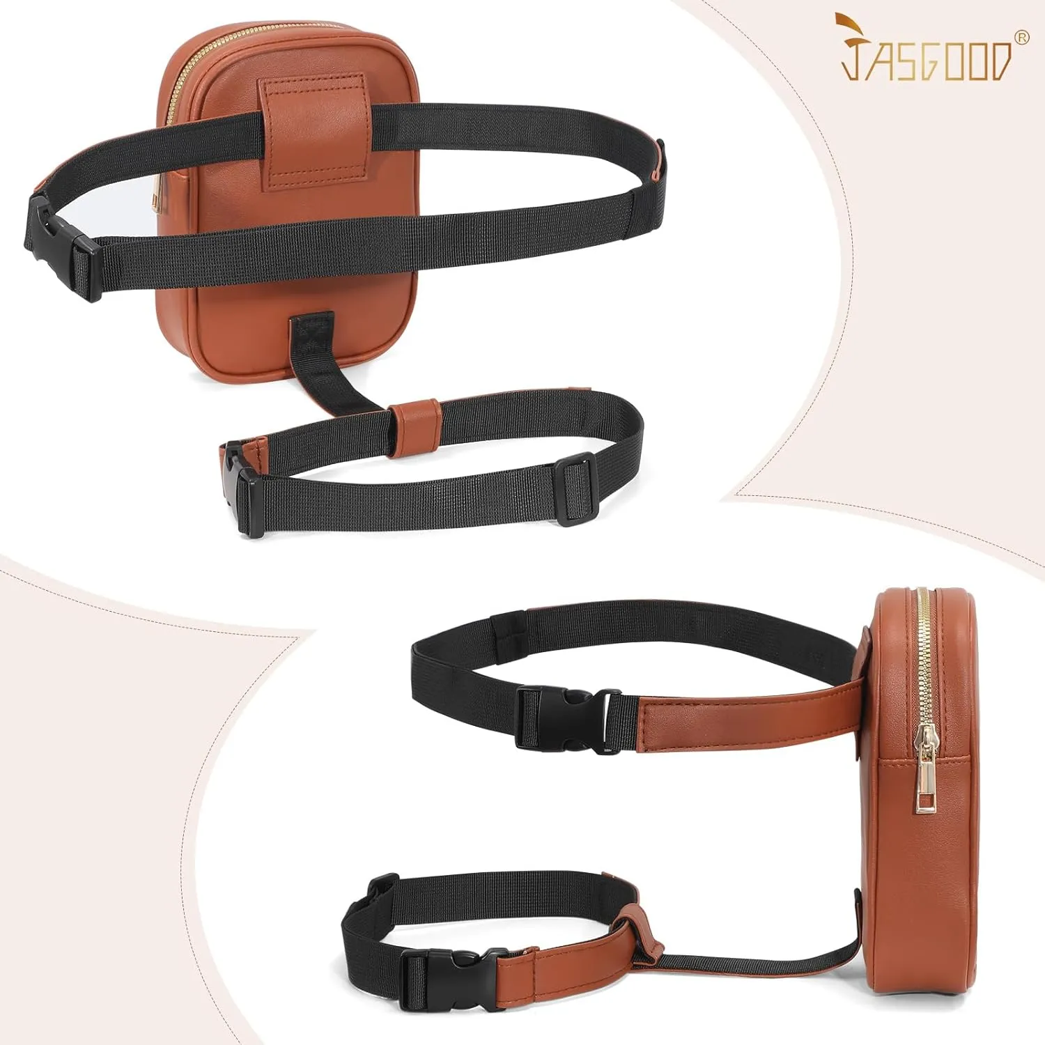 JASGOOD Thigh Harness Leg Bag Fanny Pack for Women Leg Purse Drop Leg Bag, B-Brown