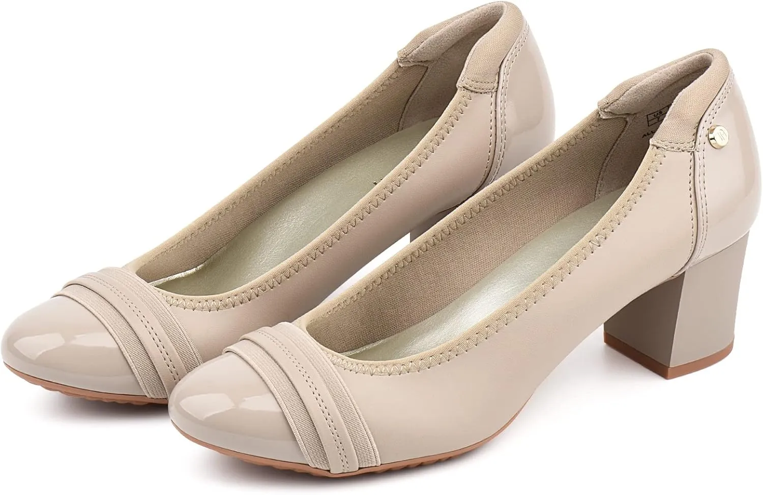 JENN ARDOR Chunky Block Pumps for Women Slip On Low Heel Closed Round Toe Dress Shoes Classic Mid Square Shoes Wedding Party Office Lady Shoes 2 inch