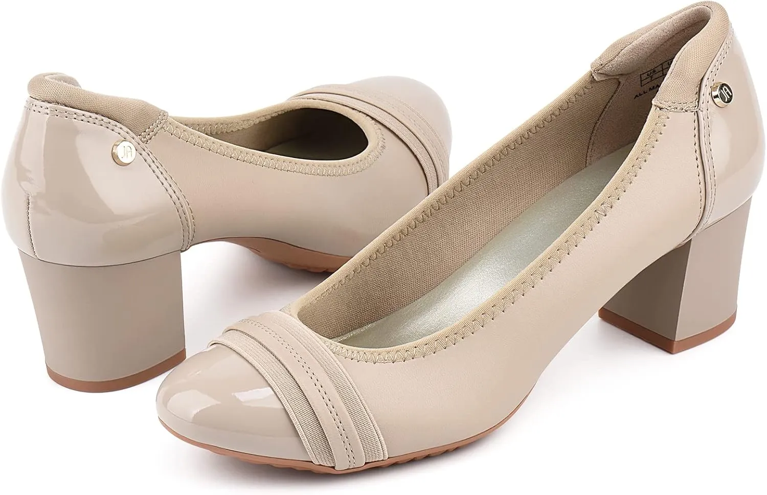 JENN ARDOR Chunky Block Pumps for Women Slip On Low Heel Closed Round Toe Dress Shoes Classic Mid Square Shoes Wedding Party Office Lady Shoes 2 inch