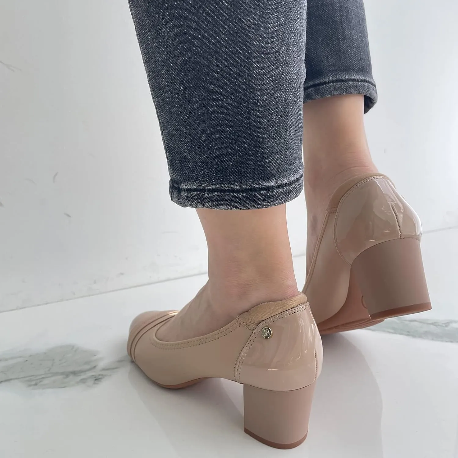 JENN ARDOR Chunky Block Pumps for Women Slip On Low Heel Closed Round Toe Dress Shoes Classic Mid Square Shoes Wedding Party Office Lady Shoes 2 inch
