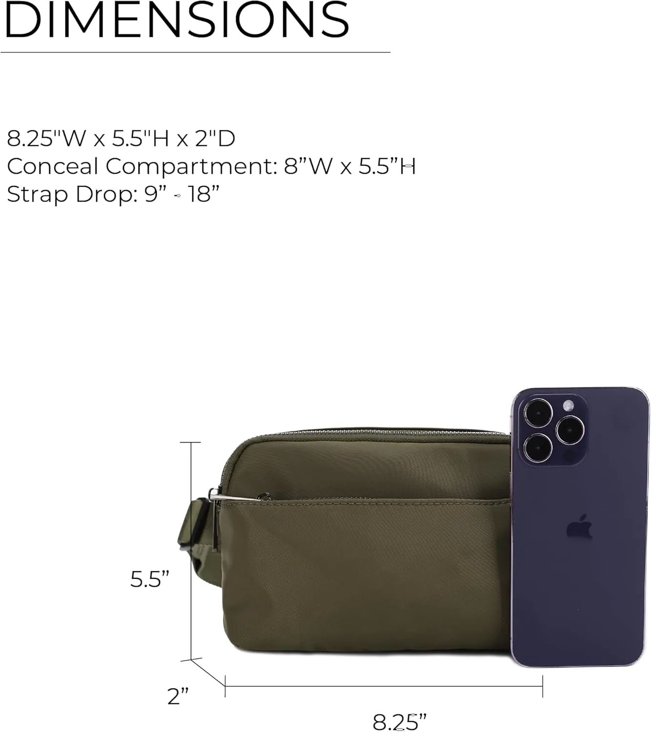 Jessie & James Crossbody Nylon Concealed Carry Waist Pack with Adjustable Buckle Strap Fashion Multi Pocket Belt Bag for| Olive