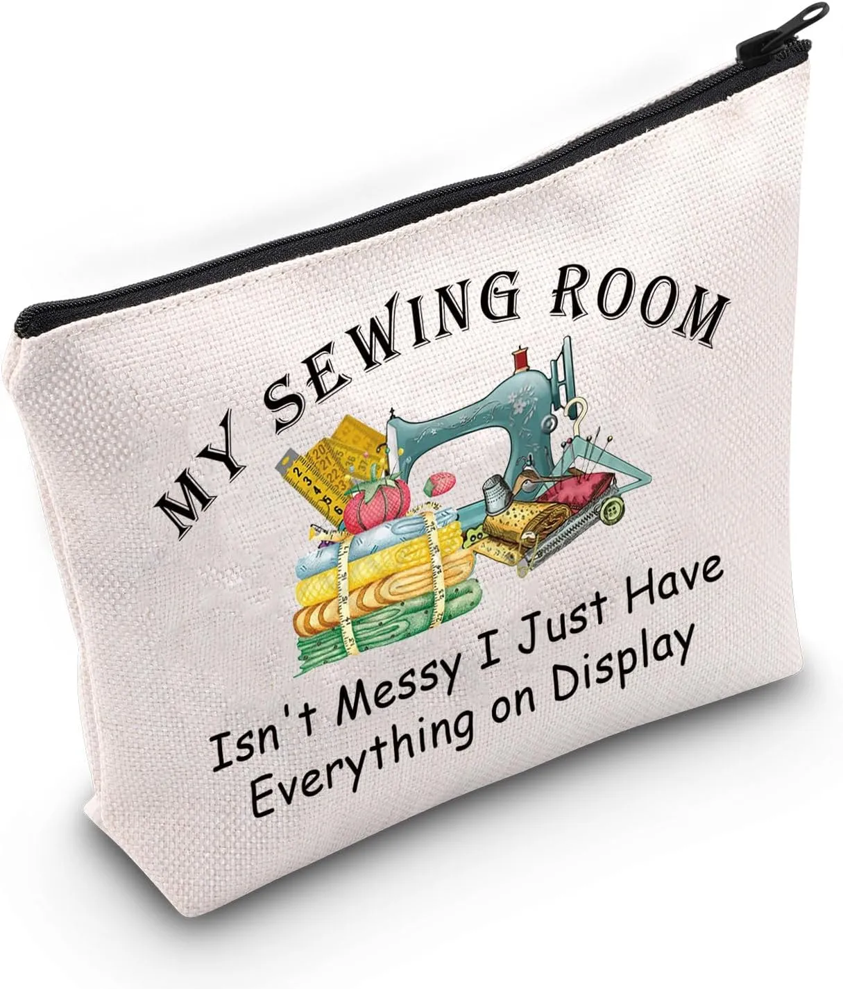 JNIAP Quilt Lover Gift Sewing Room Not Messy Cosmetic Bag Seamstress Gift Quilting Gift (My Sewing Room Bag)