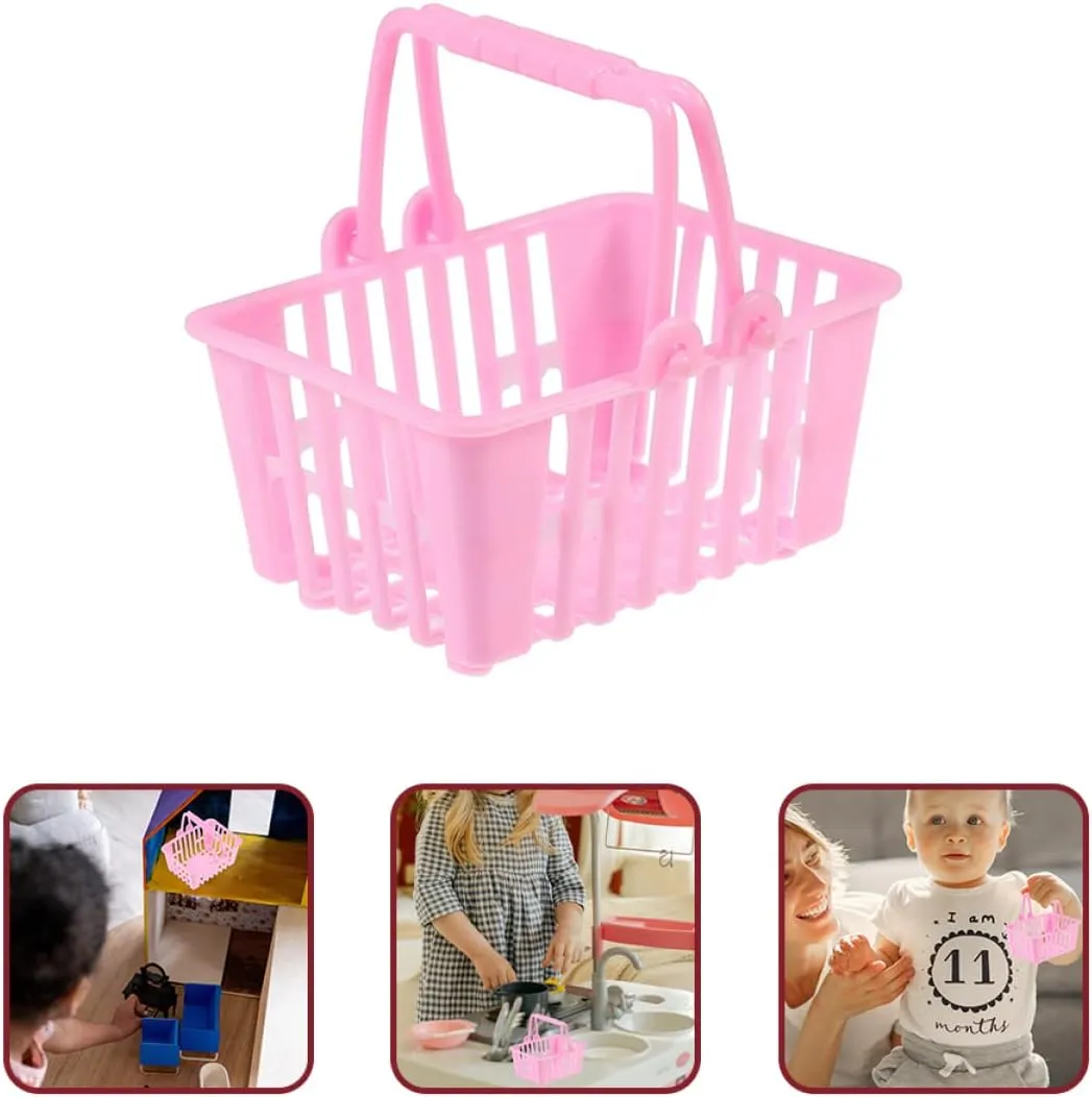 jojofuny 60pcs Miniature Shopping Basket for Boys and Girls Realistic Doll Shopping Baskets for Pretend Play Age for Birthday Creative Fun Boys and Girls Toys