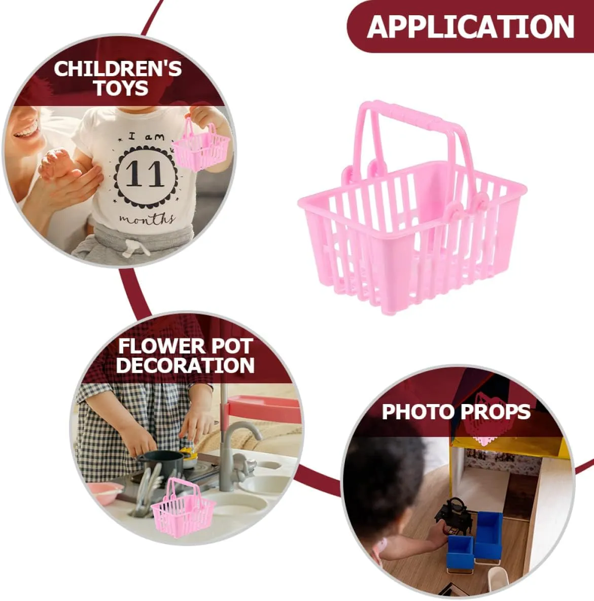jojofuny 60pcs Miniature Shopping Basket for Boys and Girls Realistic Doll Shopping Baskets for Pretend Play Age for Birthday Creative Fun Boys and Girls Toys