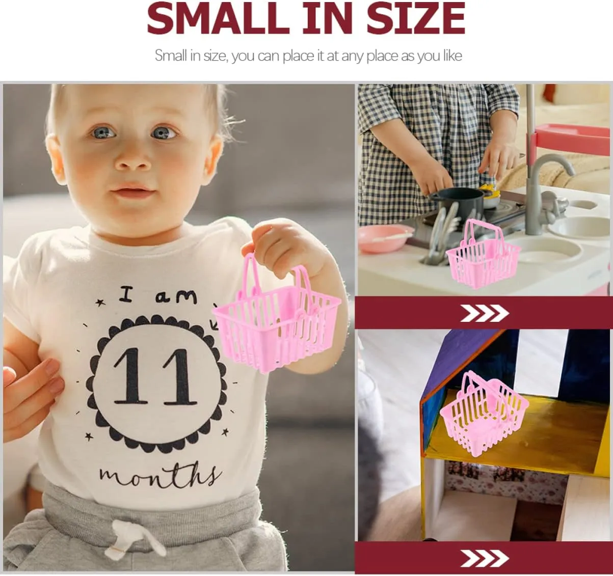 jojofuny 60pcs Miniature Shopping Basket for Boys and Girls Realistic Doll Shopping Baskets for Pretend Play Age for Birthday Creative Fun Boys and Girls Toys