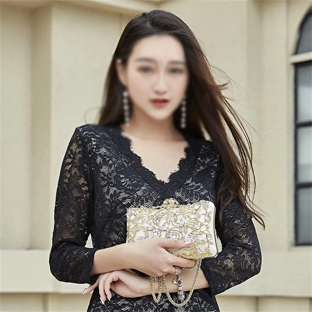 JSEIAJB Diamond-encrusted Dinner Hand Bag Single Shoulder Cross-body Chain Small Bag Cross-body Bag