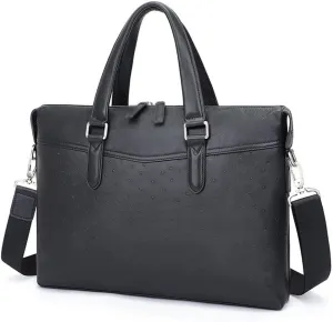 JSEIAJB Men's handbag leather shoulder crossbody bag horizontal version commercial service briefcase