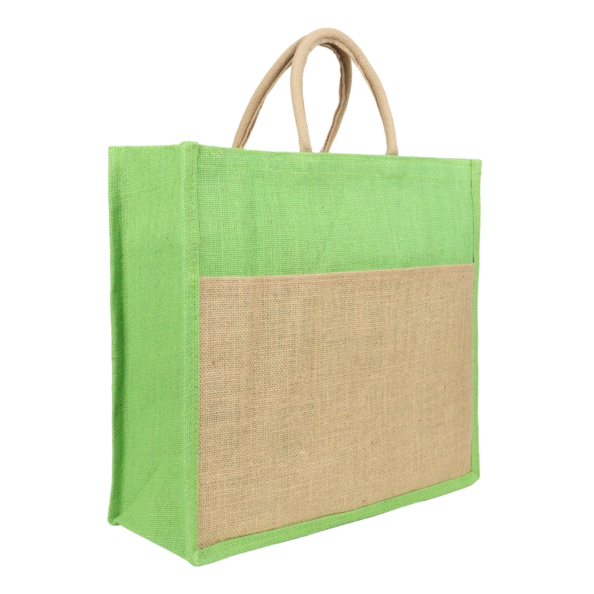 Jute Grocery Shopping Bags for Carry Milk Fruits Vegetable with Reinforced Handles With Zipper (Pack of 2)