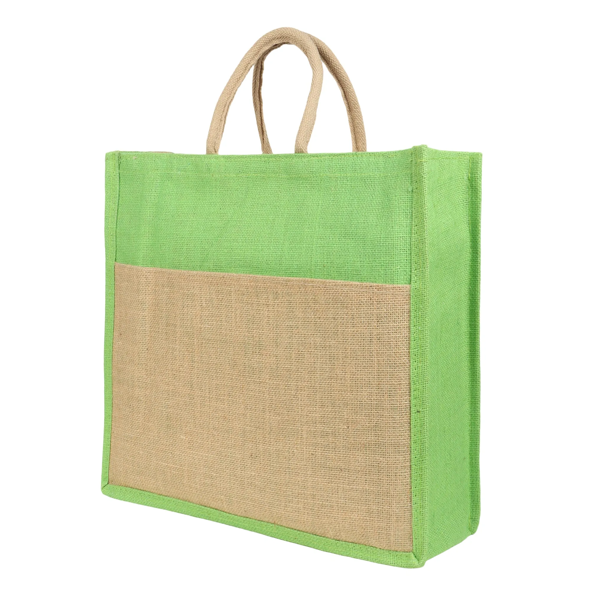 Jute Grocery Shopping Bags for Carry Milk Fruits Vegetable with Reinforced Handles With Zipper (Pack of 2)