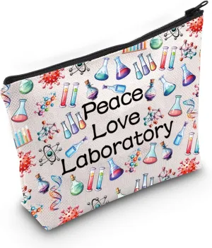 JXGZSO Lab Technician Makeup Bag Gift For Science Lovers Peace Love Laboratory Cosmetic Bag Biology Teacher Gift (Biologist Bag)