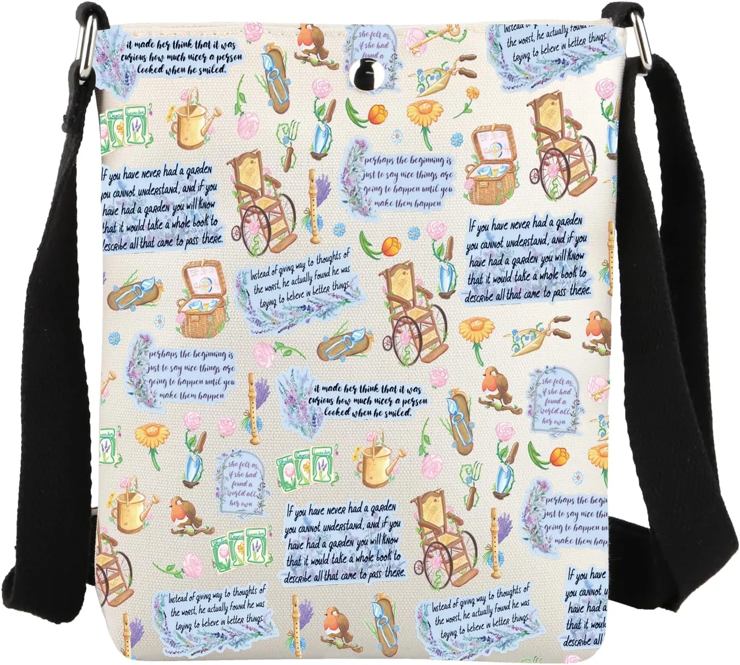 JYTAPP Book Quote Crossbody Bag Secret Literary Themed Bag Garden Novel Fans Classic Literature Bookish Gift