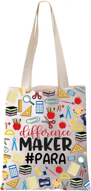 JYTAPP Difference Maker Para Tote Bag Para Paraprofessional Gift Para Teacher Appreciation Gifts Paraeducator Gift
