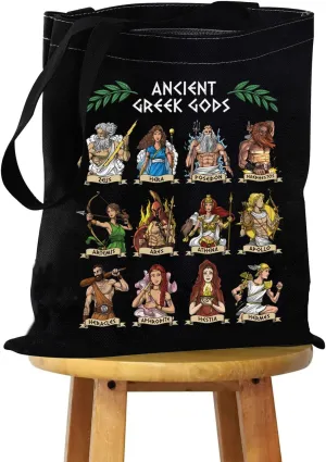 JYTAPP Greek Mythology Gods Canvas Tote Bag Ancient Greek Deity Gifts Fans Gifts Gods of Greece Shoulder Bag