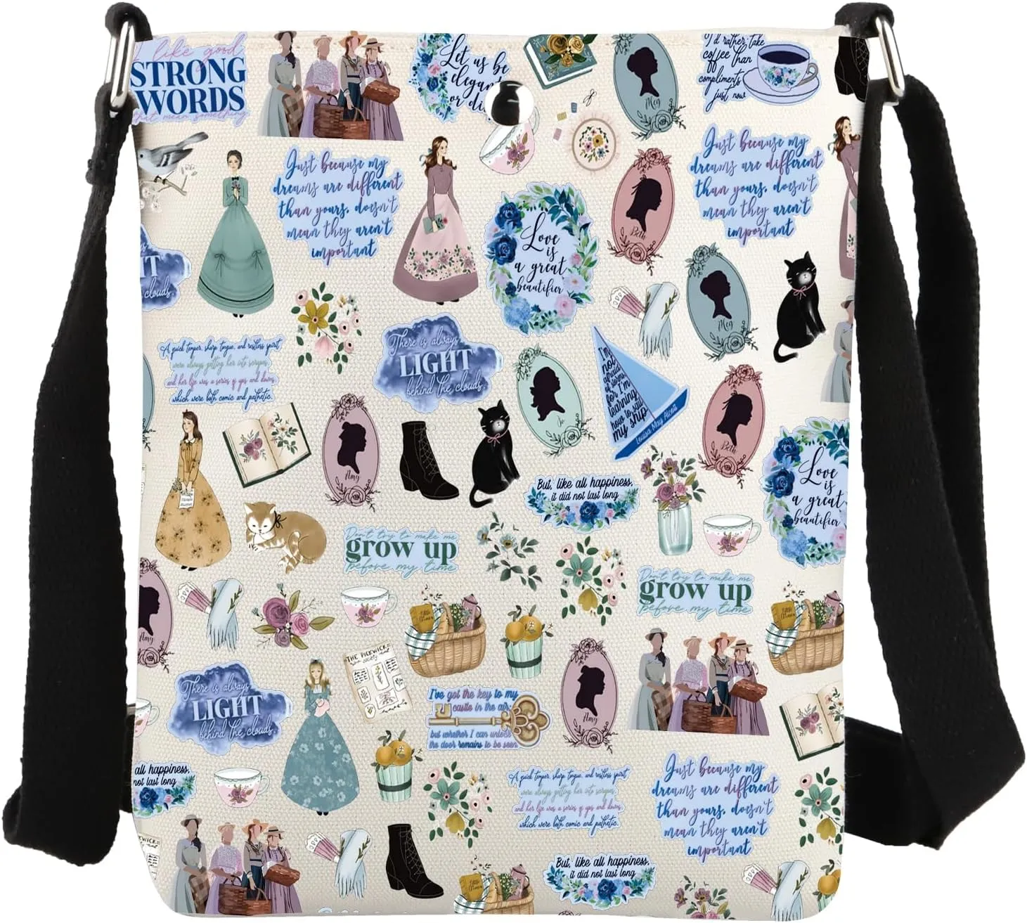 JYTAPP Women Book Quote Crossbody Bag for Book Lover Literary Gift Classic Novel Bookish Bag Reading Lover Gifts