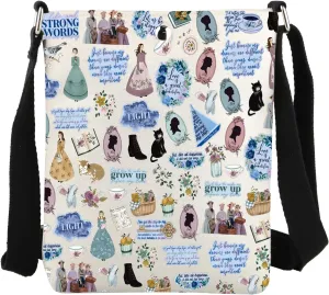 JYTAPP Women Book Quote Crossbody Bag for Book Lover Literary Gift Classic Novel Bookish Bag Reading Lover Gifts