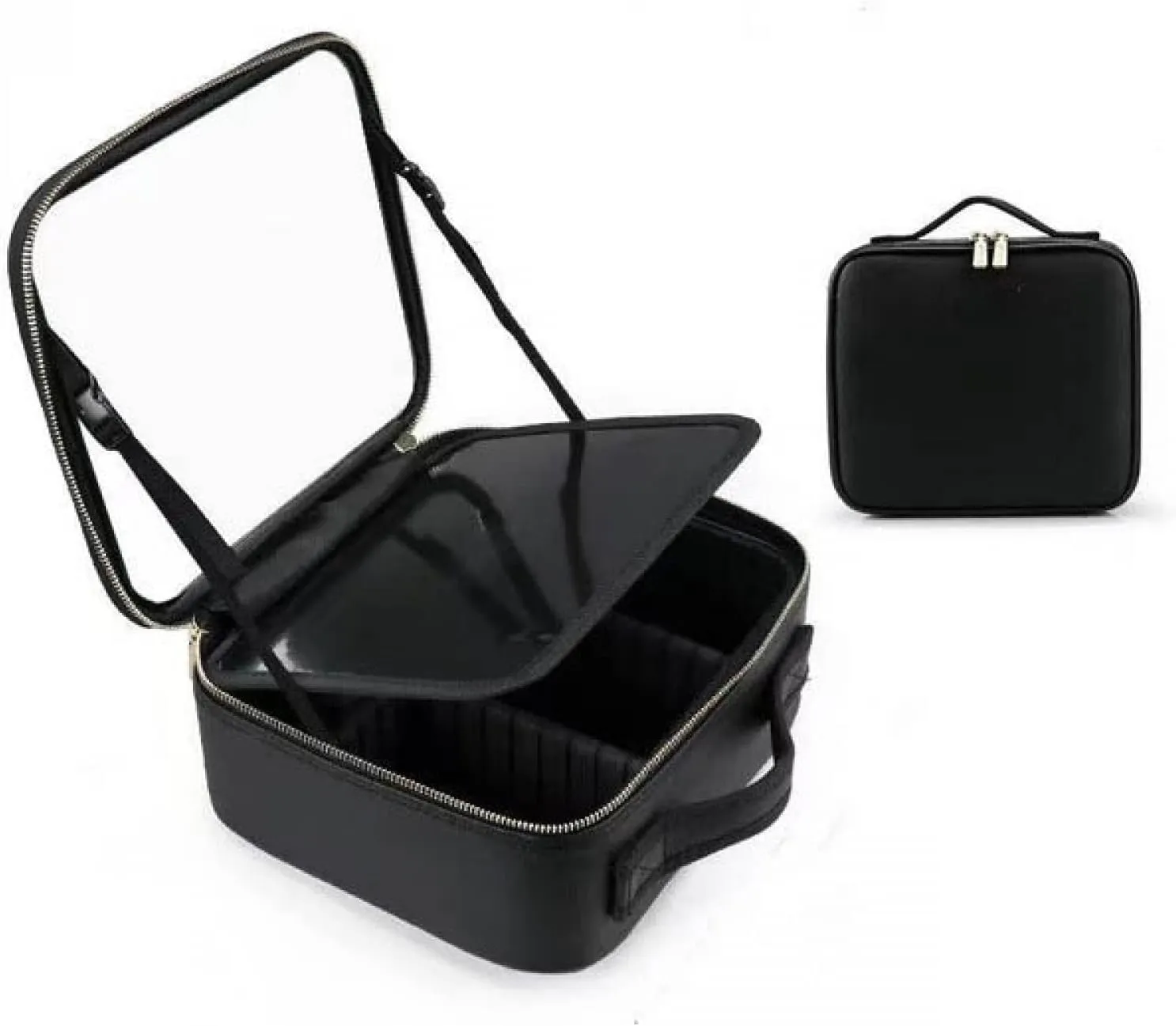 KaeDa Women's Smart LED Light Cosmetic Mirror Portable Cosmetic Bag, Multi-Functional Travel Makeup Storage Box