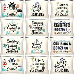 Kajaia 12 Pcs Cruise bags for Women Cruise Survival Kit Cosmetic Makeup Bags Travel Organizer Zipper Pouch Accessories for Women Cruising Lovers