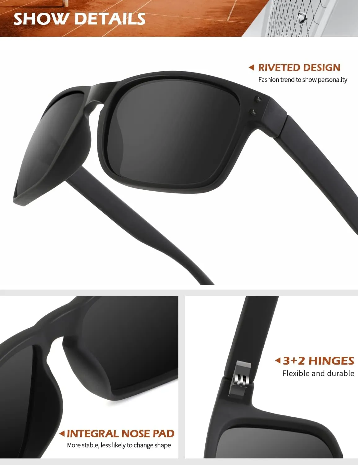 KALIYADI Polarized Sunglasses for Men and Women Vintage Style Sun Glasses for Fishing Running Driving with UV Protection