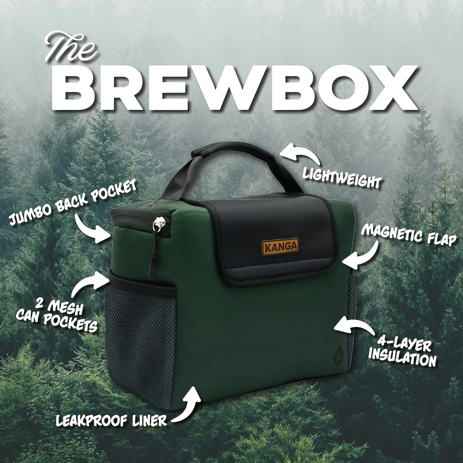 Kanga Softside Cooler Insulated Lunch Box - 4 Layer Insulation Drink Cooler for Food, Snacks, Can Beer and Seltzers - Leak Proof and Durability Tested - Kanga Brew Box