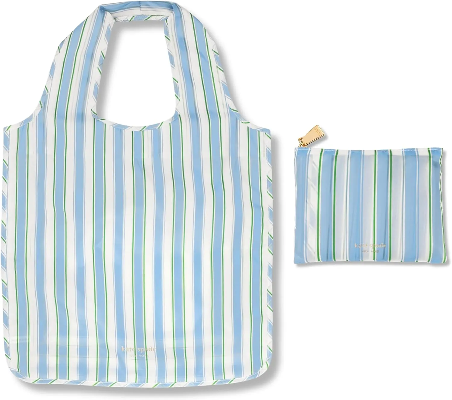 kate spade new york Reusable Produce Bags, Shopping Tote with Zipper Storage Pouch, Lightweight Foldable Grocery Bag
