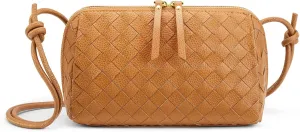 Kattee Crossbody Bags for Women Trendy Small Woven Handbags Soft Shoulder Purses Travel Top Grain Leather