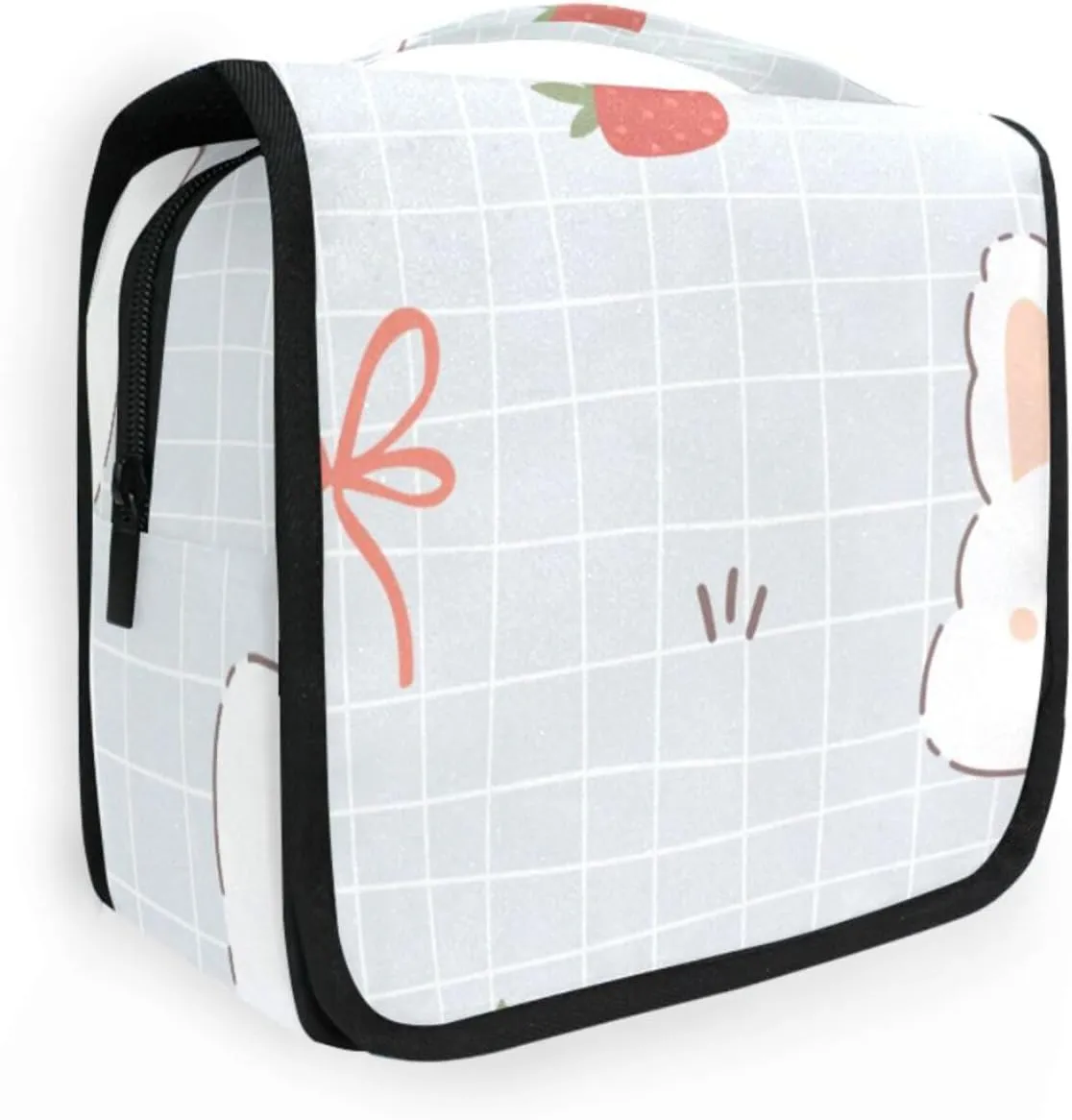 Kawaii Hare Rabbit Travel Toiletry Bag Makeup bag Waterproof Bags with Hanging Hook Foldable Travel Makeup Organizer Cosmetic Bag for Travel Toiletries and Shower Accessories