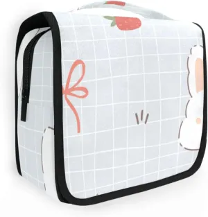 Kawaii Hare Rabbit Travel Toiletry Bag Makeup bag Waterproof Bags with Hanging Hook Foldable Travel Makeup Organizer Cosmetic Bag for Travel Toiletries and Shower Accessories