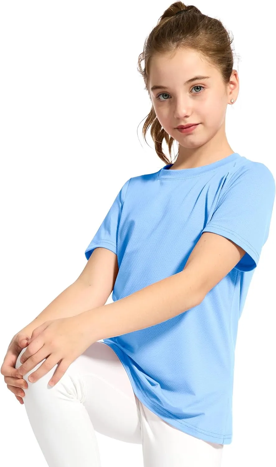 KEREDA Girls Athletic Shirts Quick Dry Short Sleeve Crew Neck T Shirts, Summer UPF 50  Tee Tops for Teen Girls 3 Pack