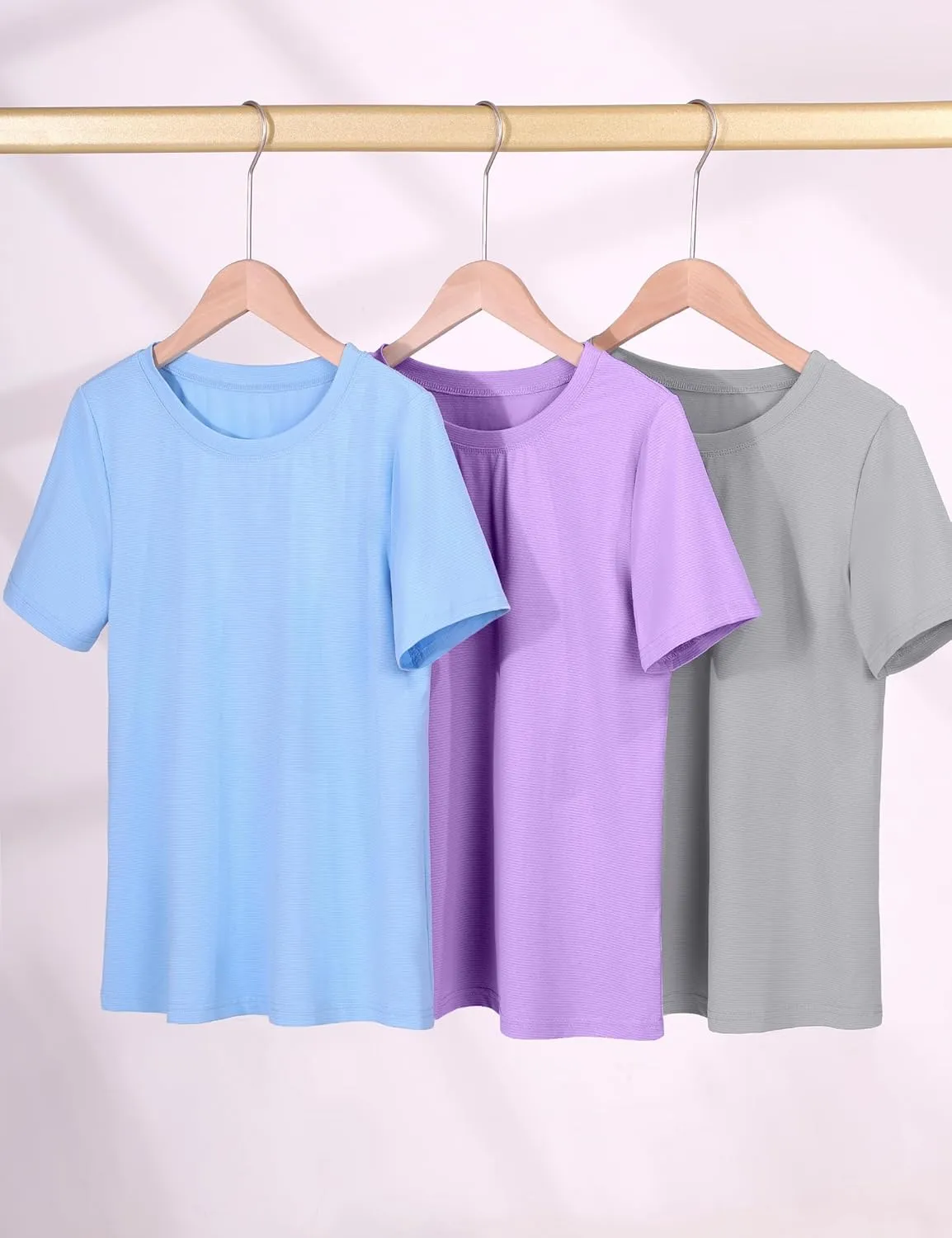 KEREDA Girls Athletic Shirts Quick Dry Short Sleeve Crew Neck T Shirts, Summer UPF 50  Tee Tops for Teen Girls 3 Pack