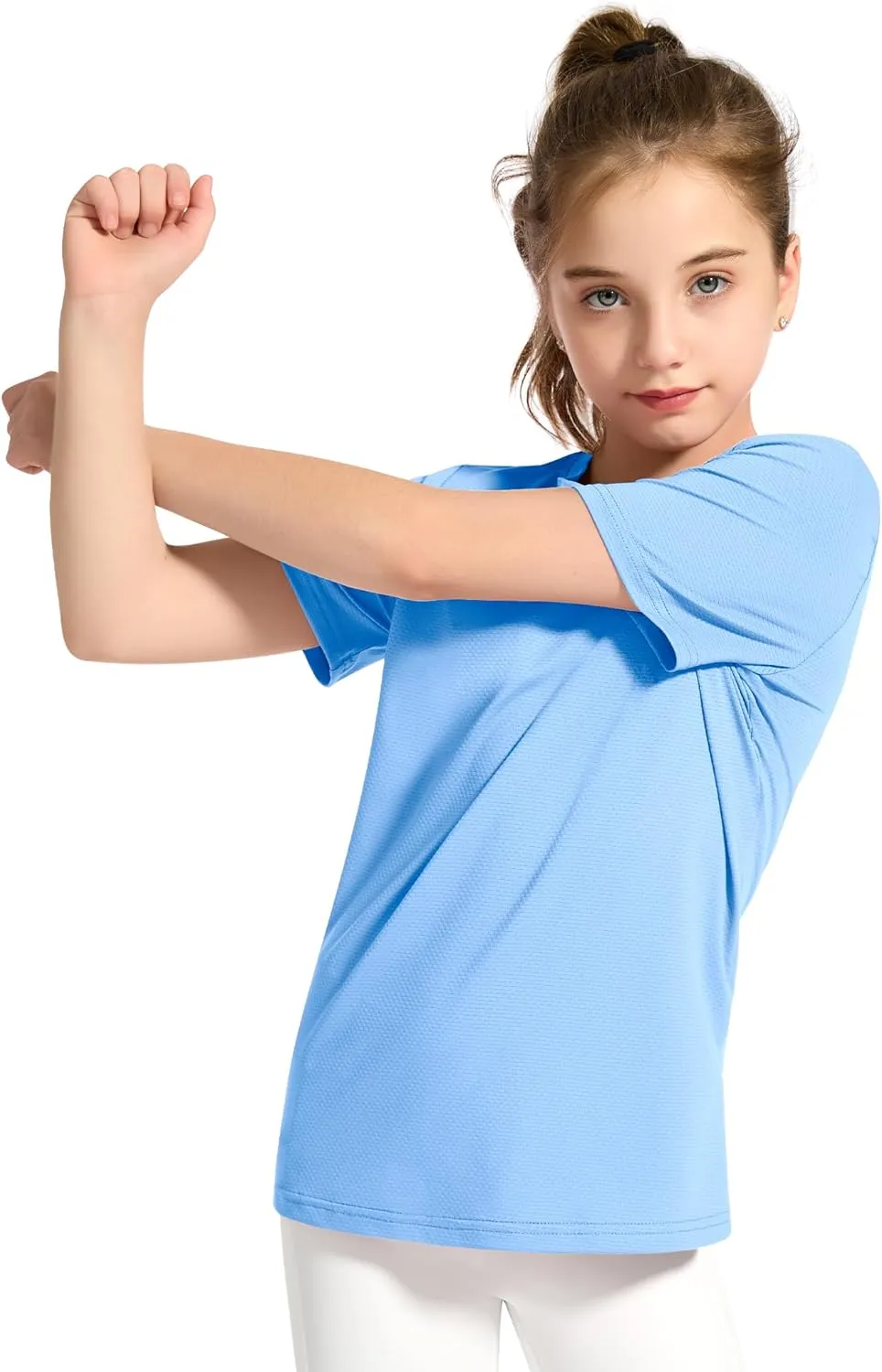 KEREDA Girls Athletic Shirts Quick Dry Short Sleeve Crew Neck T Shirts, Summer UPF 50  Tee Tops for Teen Girls 3 Pack