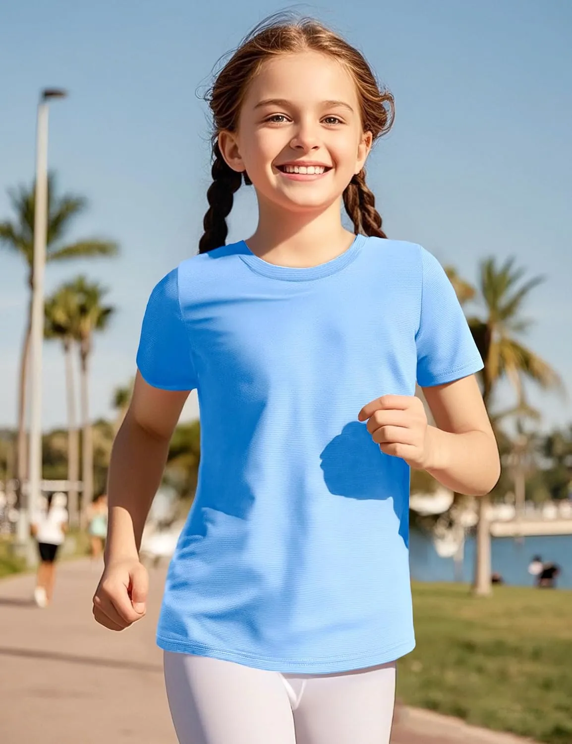 KEREDA Girls Athletic Shirts Quick Dry Short Sleeve Crew Neck T Shirts, Summer UPF 50  Tee Tops for Teen Girls 3 Pack