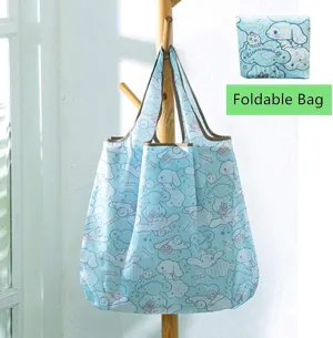 Kerr's Choice Lightweight Portable Grocery Bags - Large Capacity Reusable Tote Bags for Shopping & Travel - Kawaii Design
