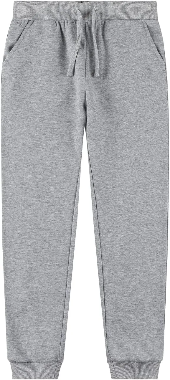 Kid Nation Kids Unisex Soft Brushed Fleece Casual Pull On Jogger Sweatpants with Pockets for Boys or Girls
